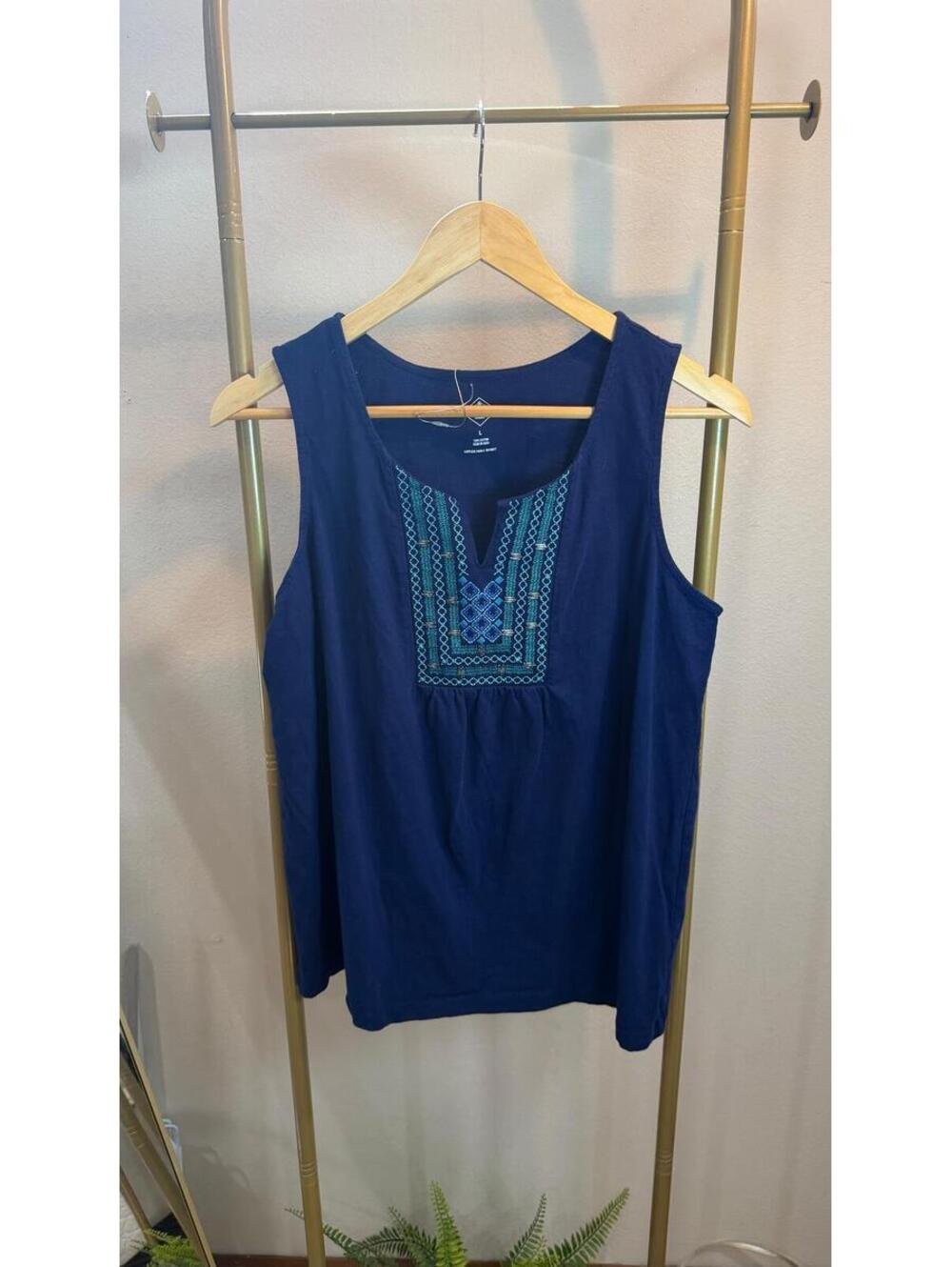 L St. John's Bay Tops  St. Johns Bay Blue Embroidery